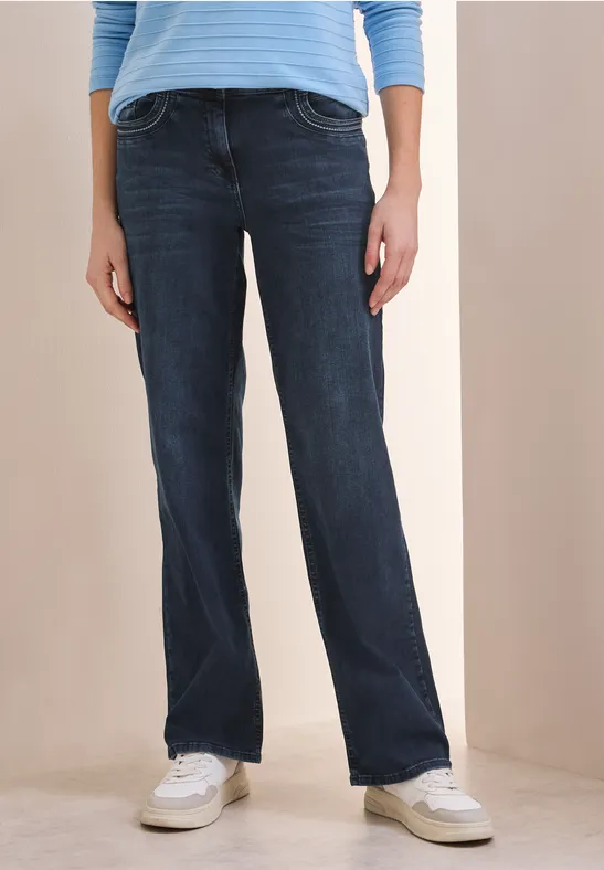 Wide Leg Jeans mit Stickerei