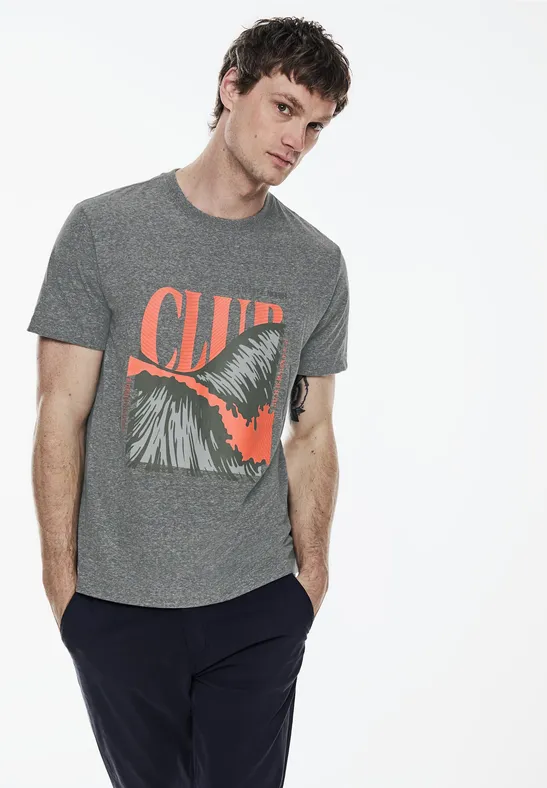 Melange T-Shirt mit Print