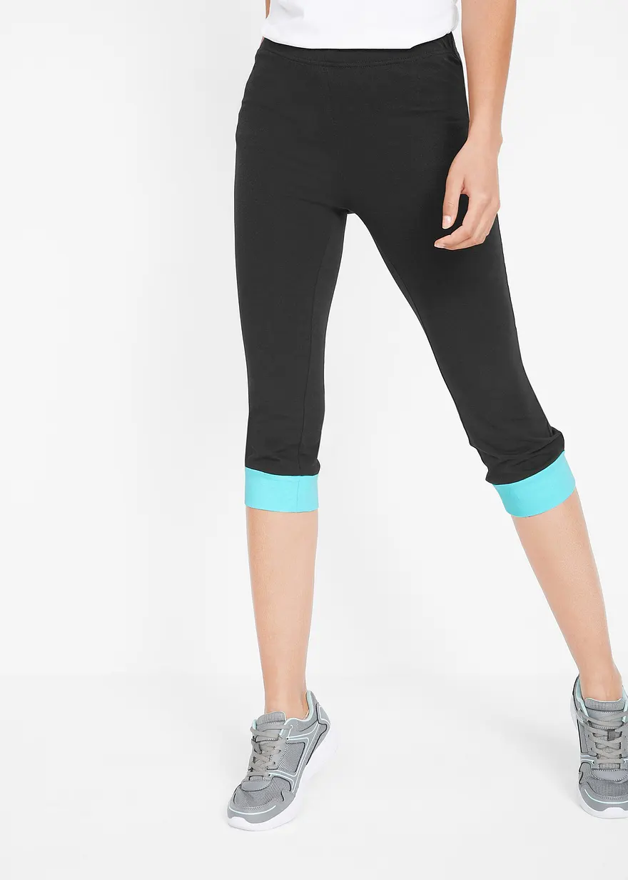 Capri-Leggings mit Kontrastbündchen