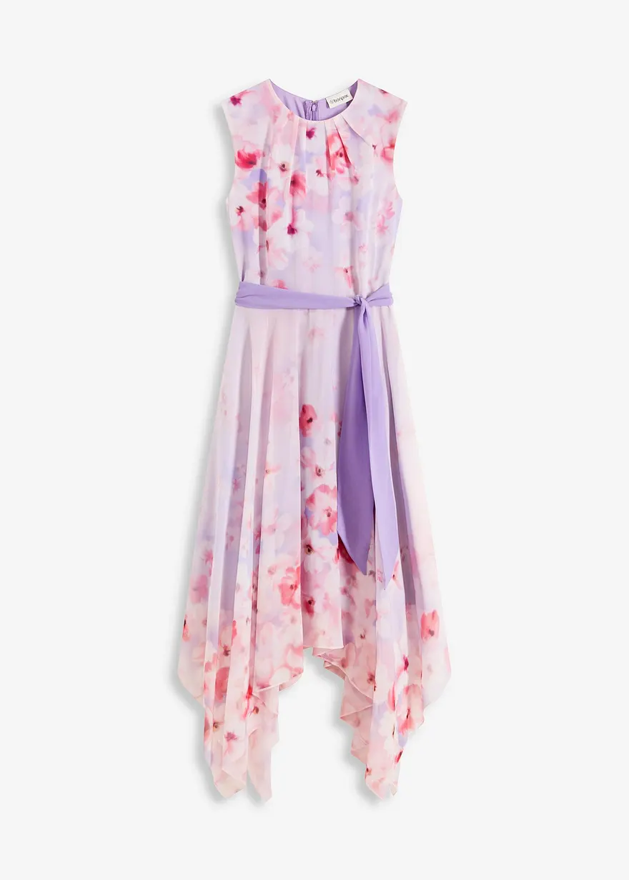 Chiffonkleid mit Zipfelsaum und Bindeband