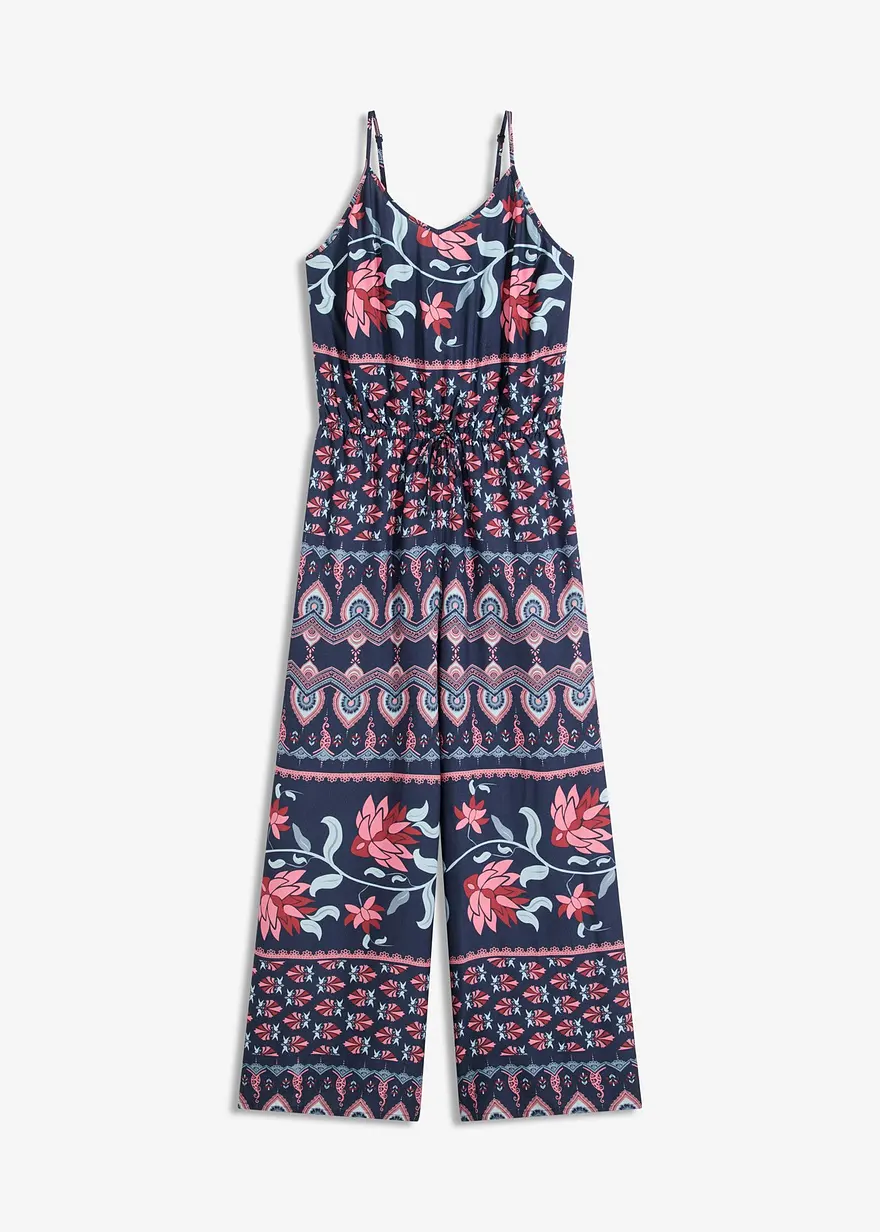 Langer Strandjumpsuit aus fließender Viskose