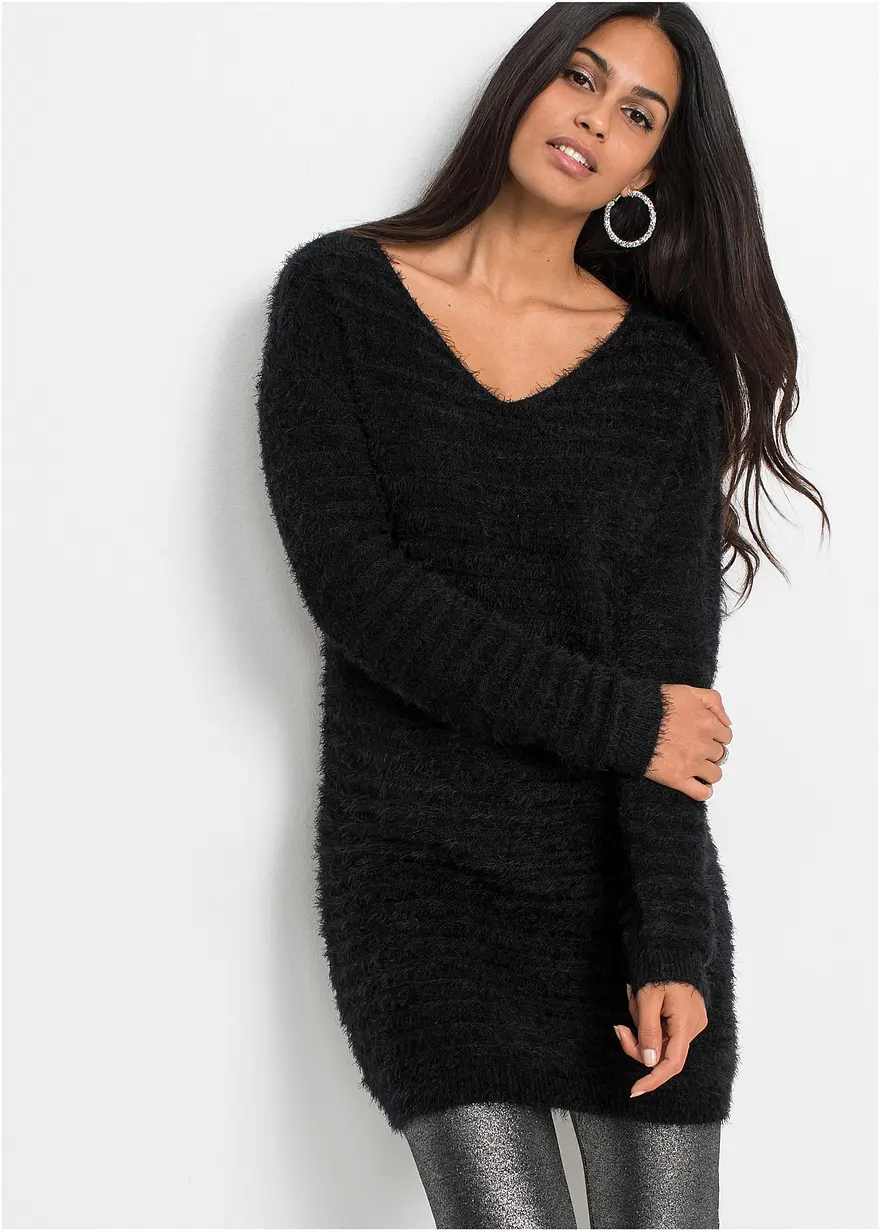Flauschiger Long-Pullover