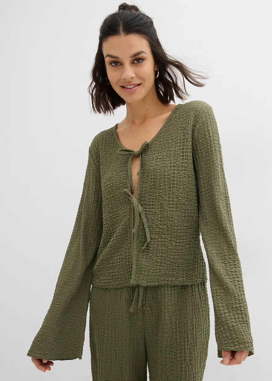 Shirtjacke aus strukturiertem Crêpe