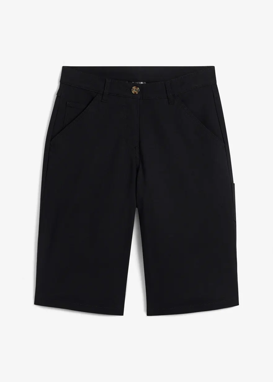 Knielange Baumwoll-Bermuda mit Utility-Details