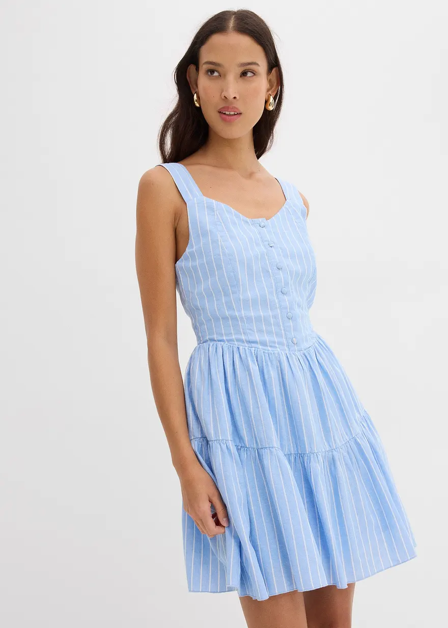 Minikleid aus luftigem Leinen-Mix