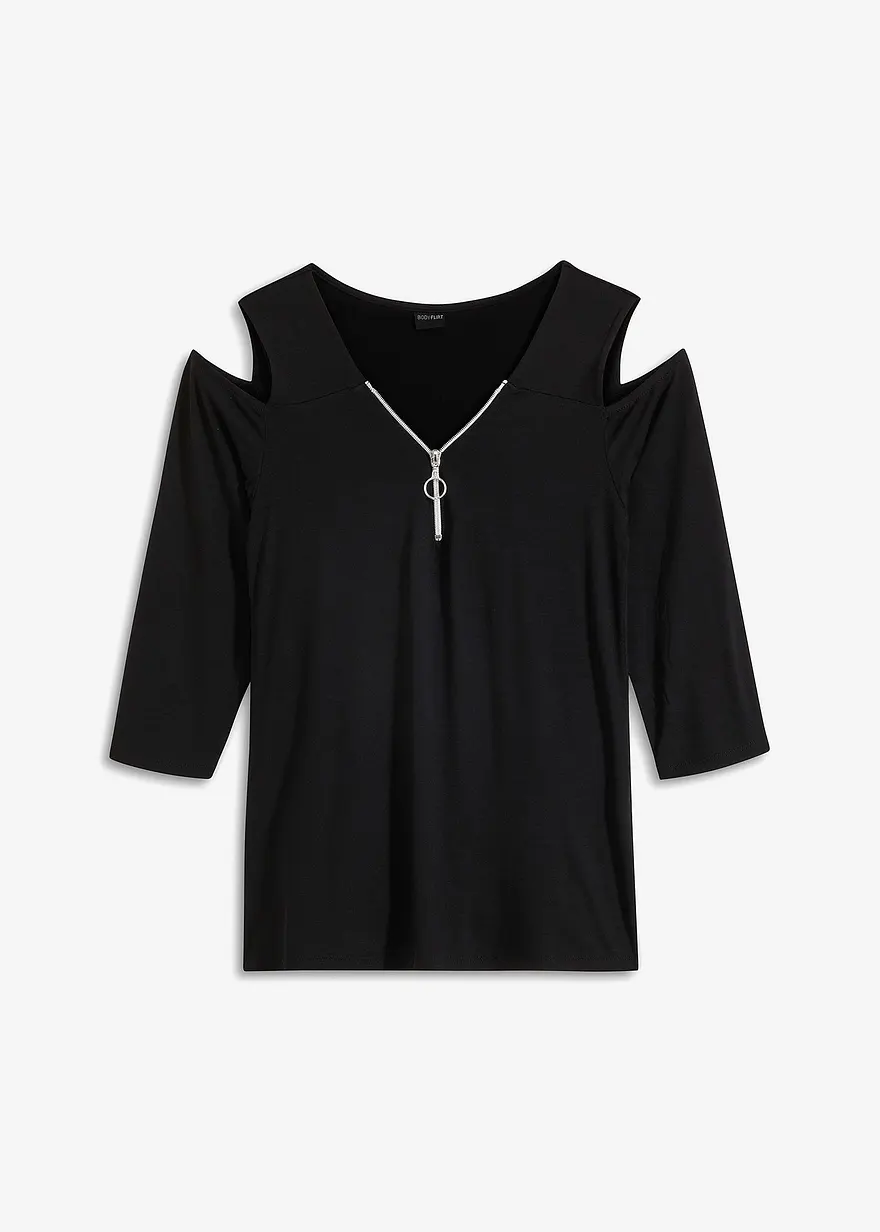 Cold-Shoulder-Shirt aus fließender Viskose