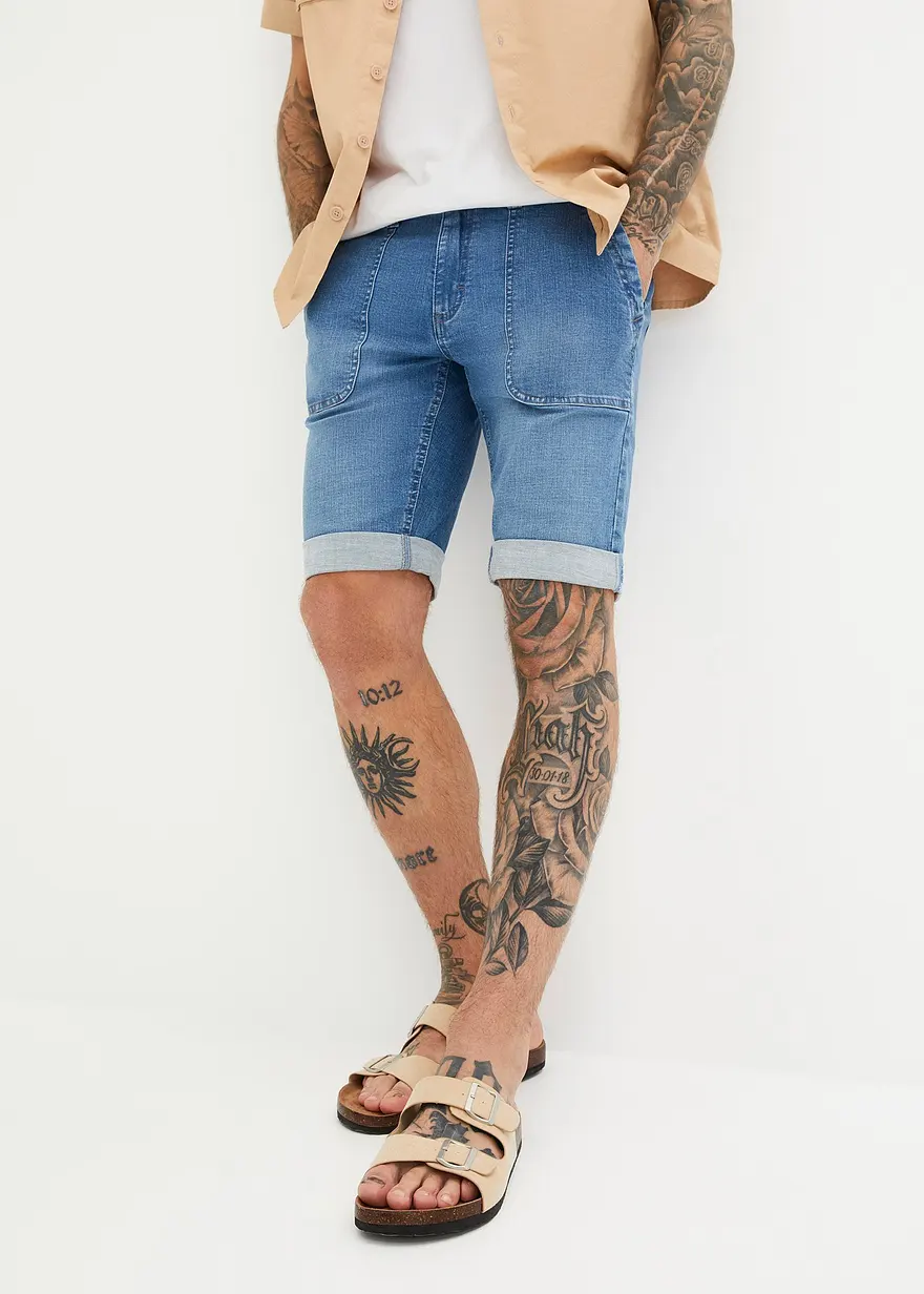 Stretch-Jeans-Bermuda, Regular Fit