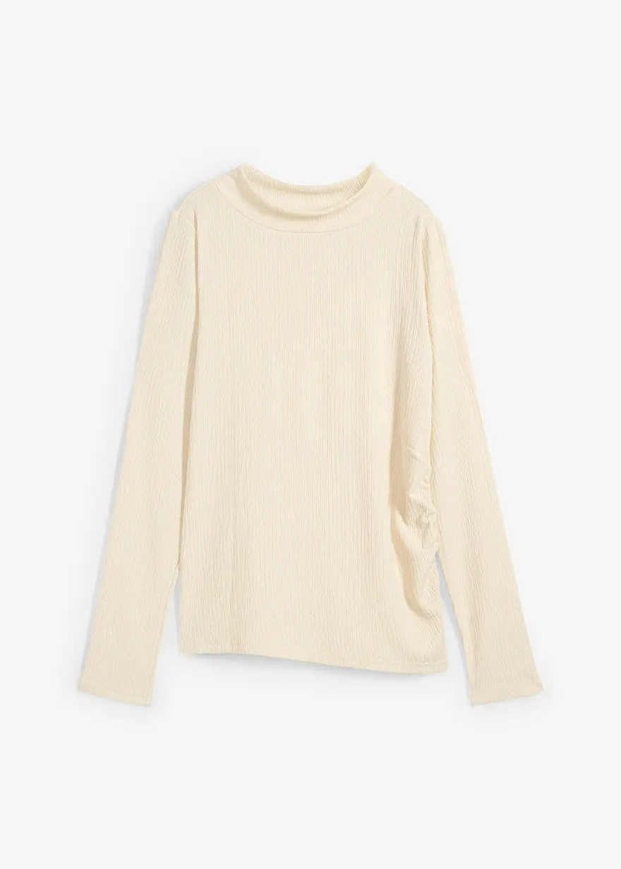 Langarmshirt aus strukturiertem Crêpe