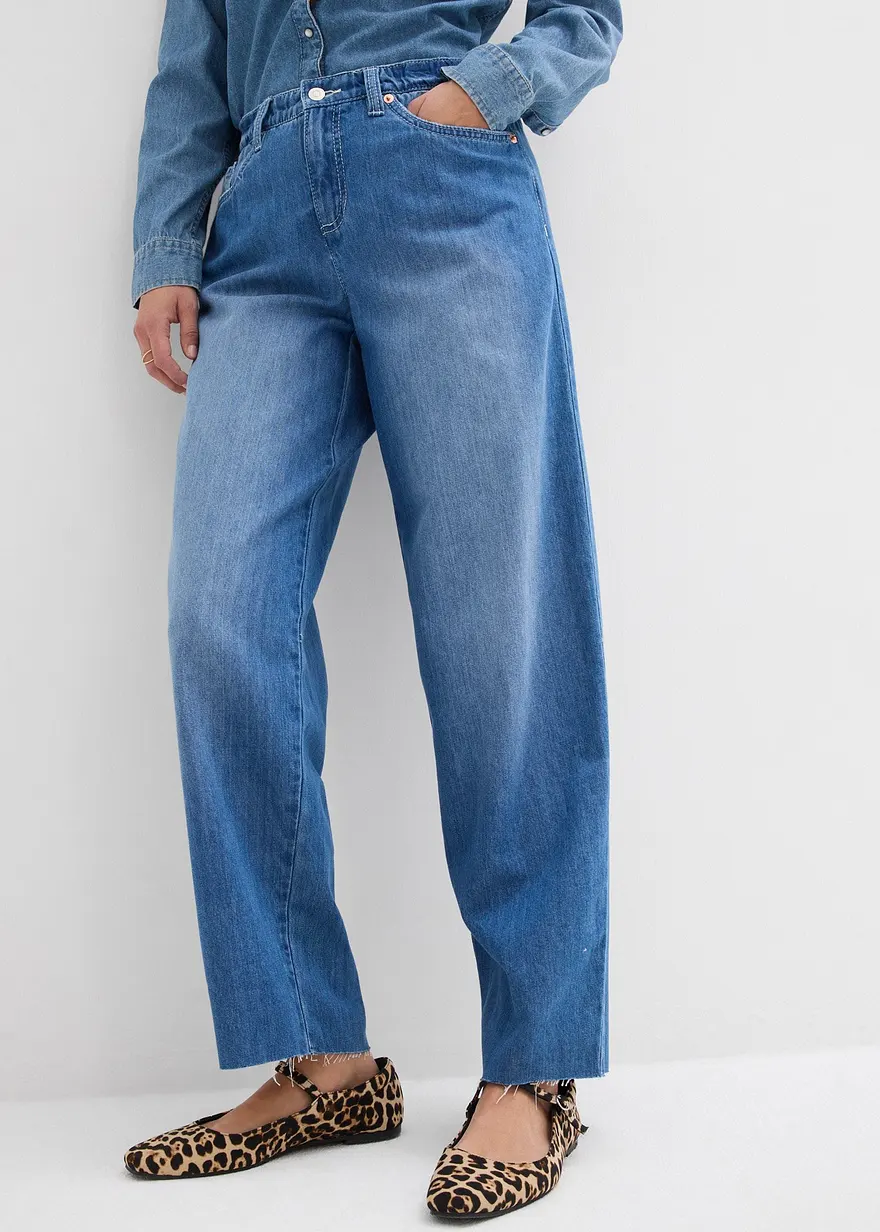Baggy-Jeans Mid Waist Bequembund, Super Soft