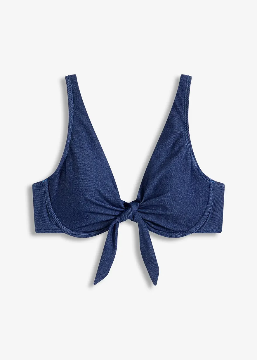 Bügel Bikini Oberteil in Jeansoptik