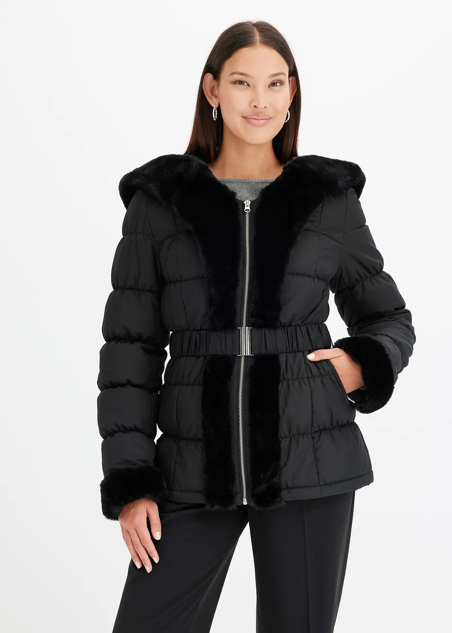 Steppjacke mit Fellimitat