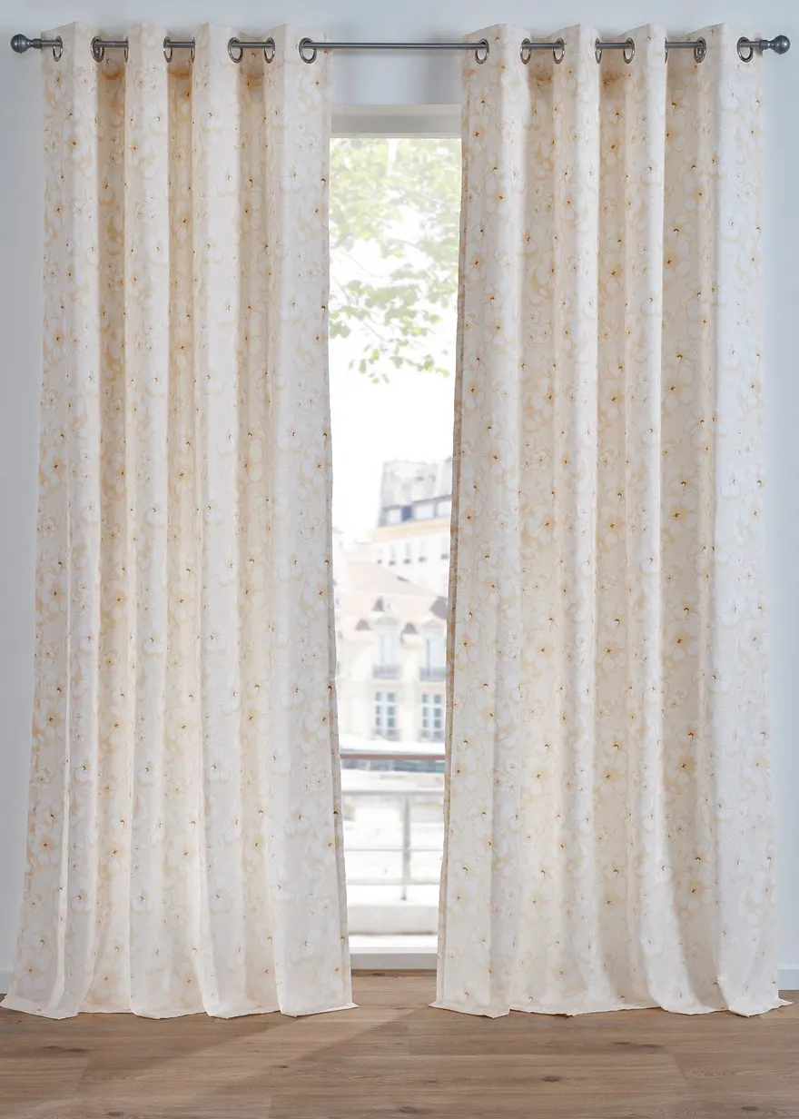 Gardine mit Blumendruck aus recyceltem Polyester (1er Pack)