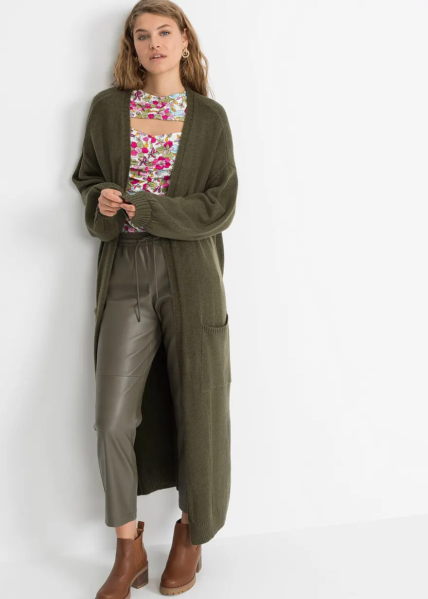 Oversize-Strickjacke in Midilänge