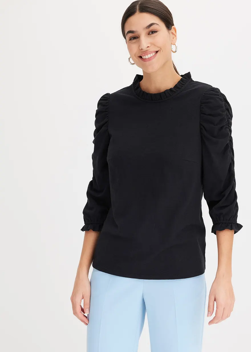 3/4-Arm Shirt mit Raffung