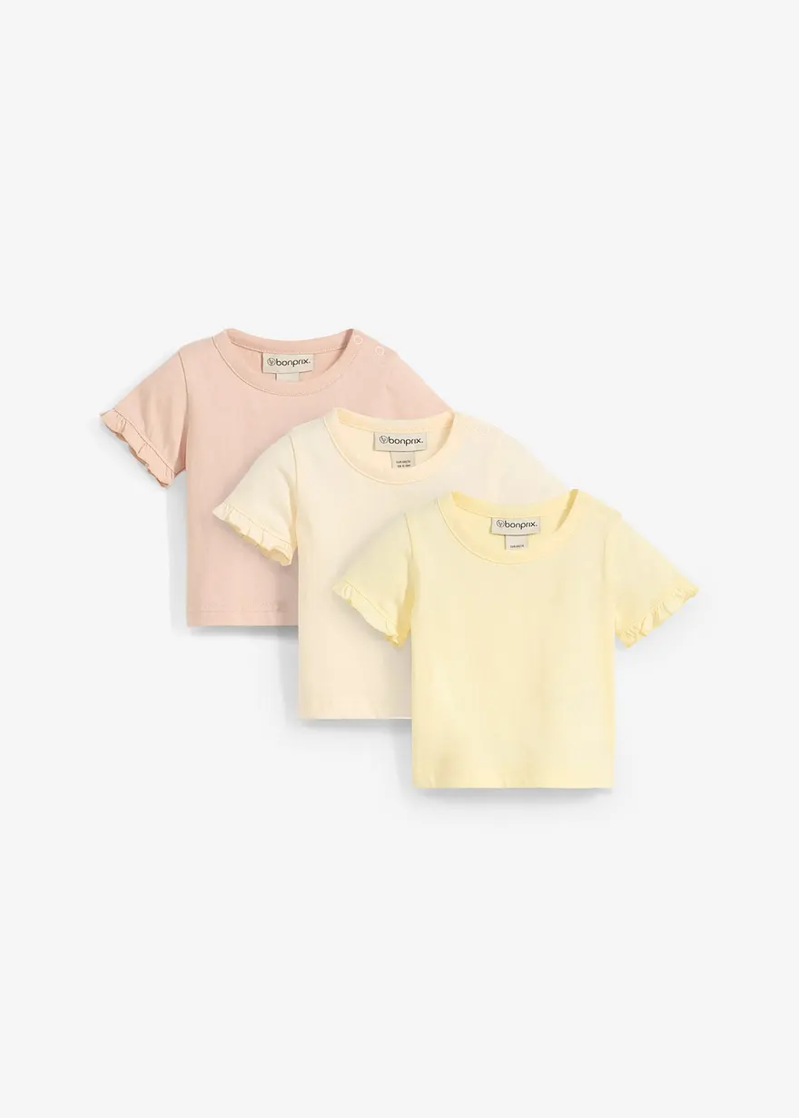 T-Shirts aus Bio-Baumwolle mit Volants (3er Pack)