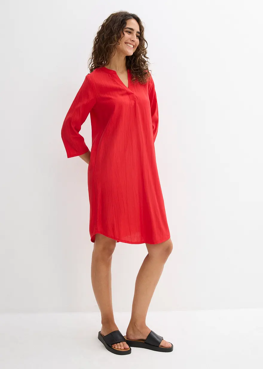 Tunika-Kleid aus fließendem Viskose-Mix mit Struktur Effekt