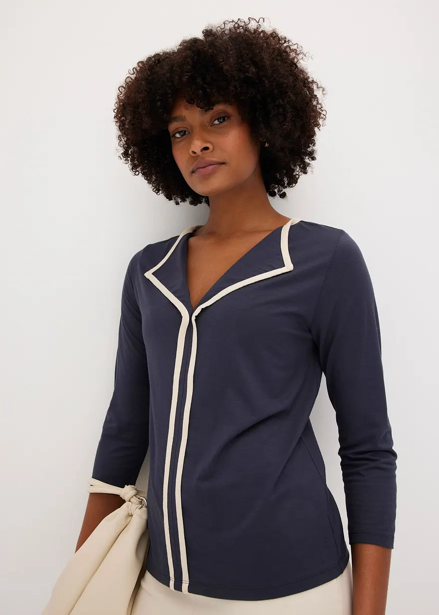 Shirt mit Kontrastblende