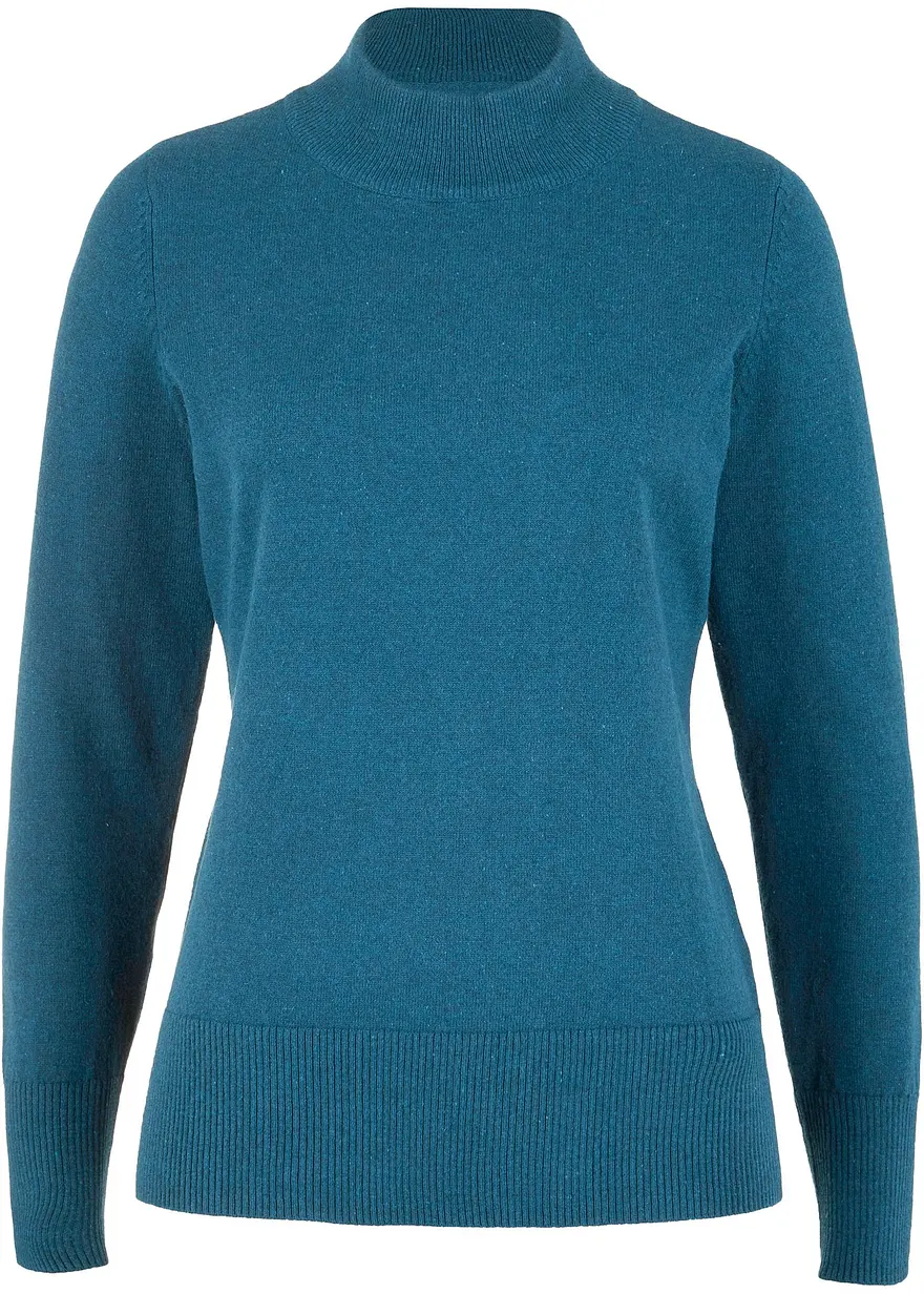 Basic Pullover mit Stehkragen mit recycelter Baumwolle