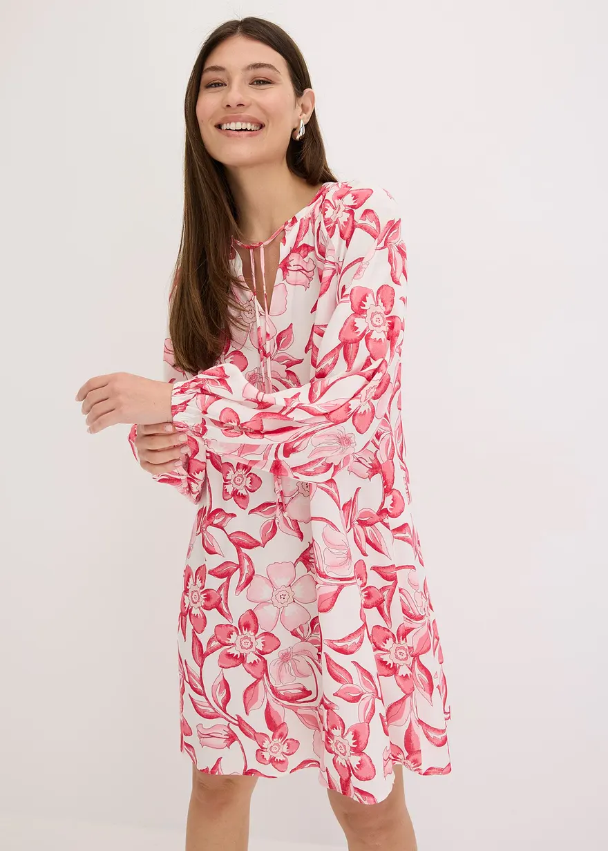 bedrucktes Tunika-Kleid aus fließender Viskose