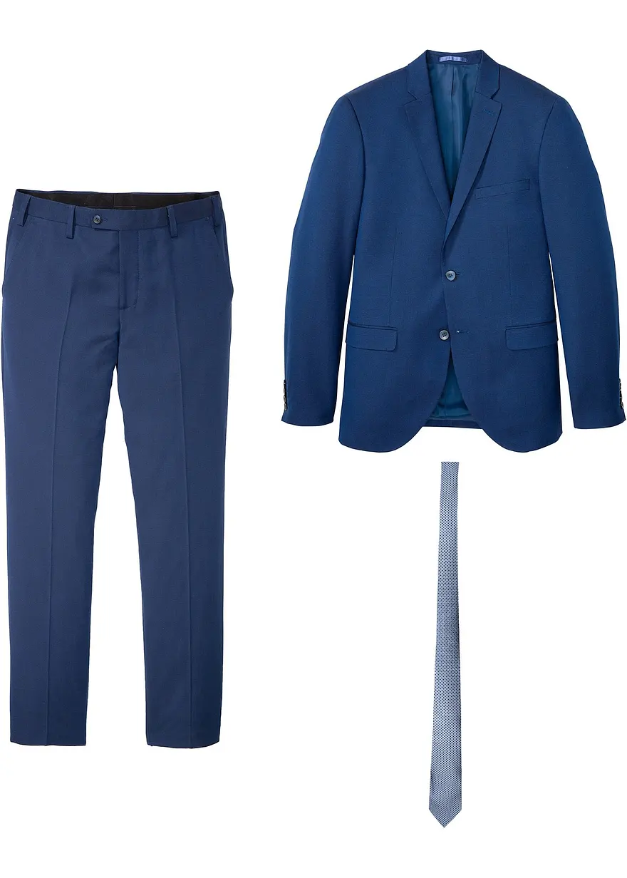 Anzug mit Krawatte (3-tlg.Set), Slim Fit