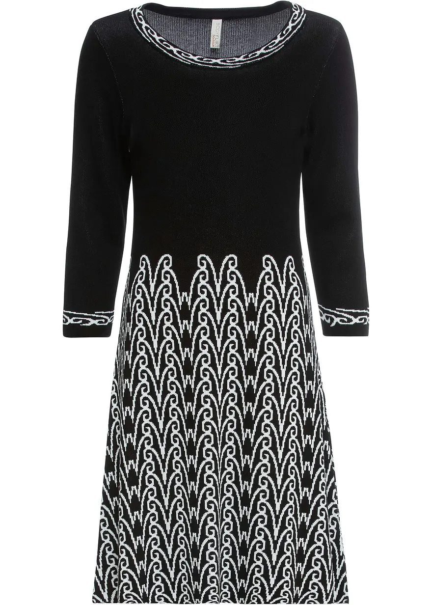 Ausgestelltes Strickkleid mit Jacquardmuster