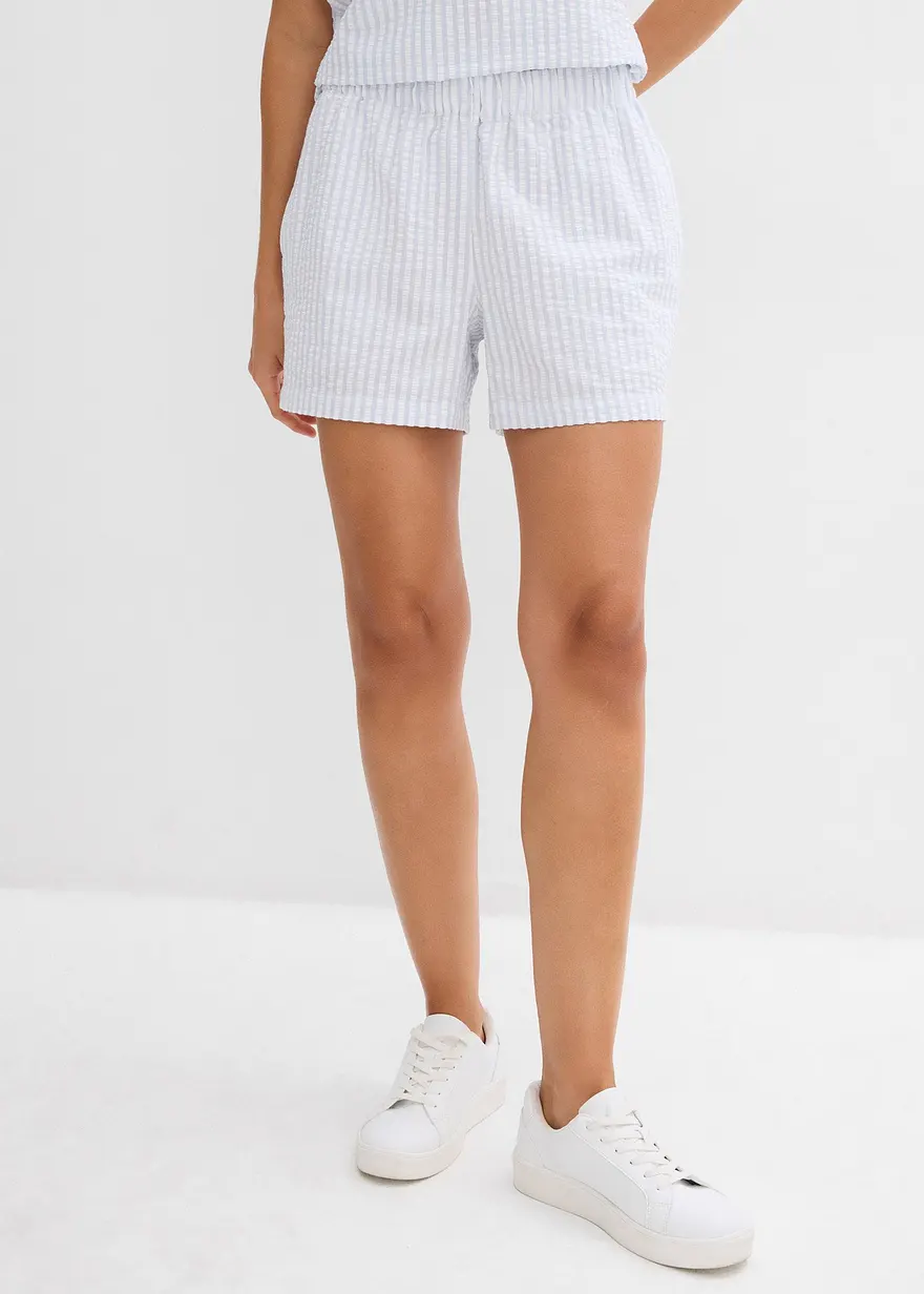 Gestreifte Schlupf-Shorts aus reiner Baumwolle