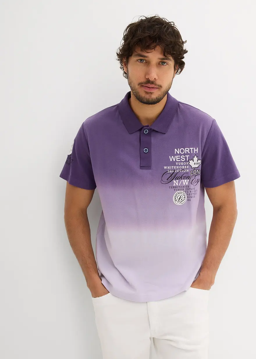 Poloshirt, Kurzarm mit Farbverlauf aus reiner Baumwolle