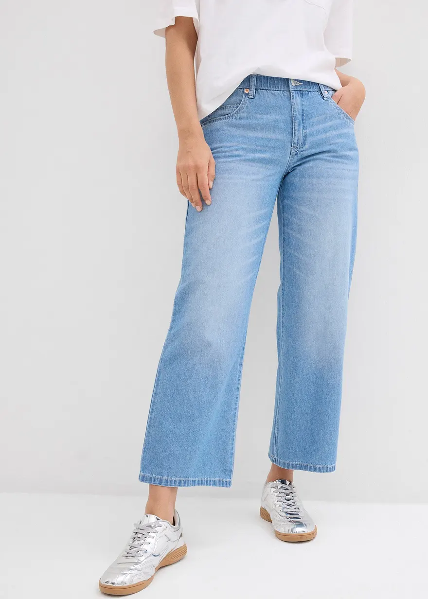 Straight-Jeans Mid Waist, Bequembund Low Stretch cropped