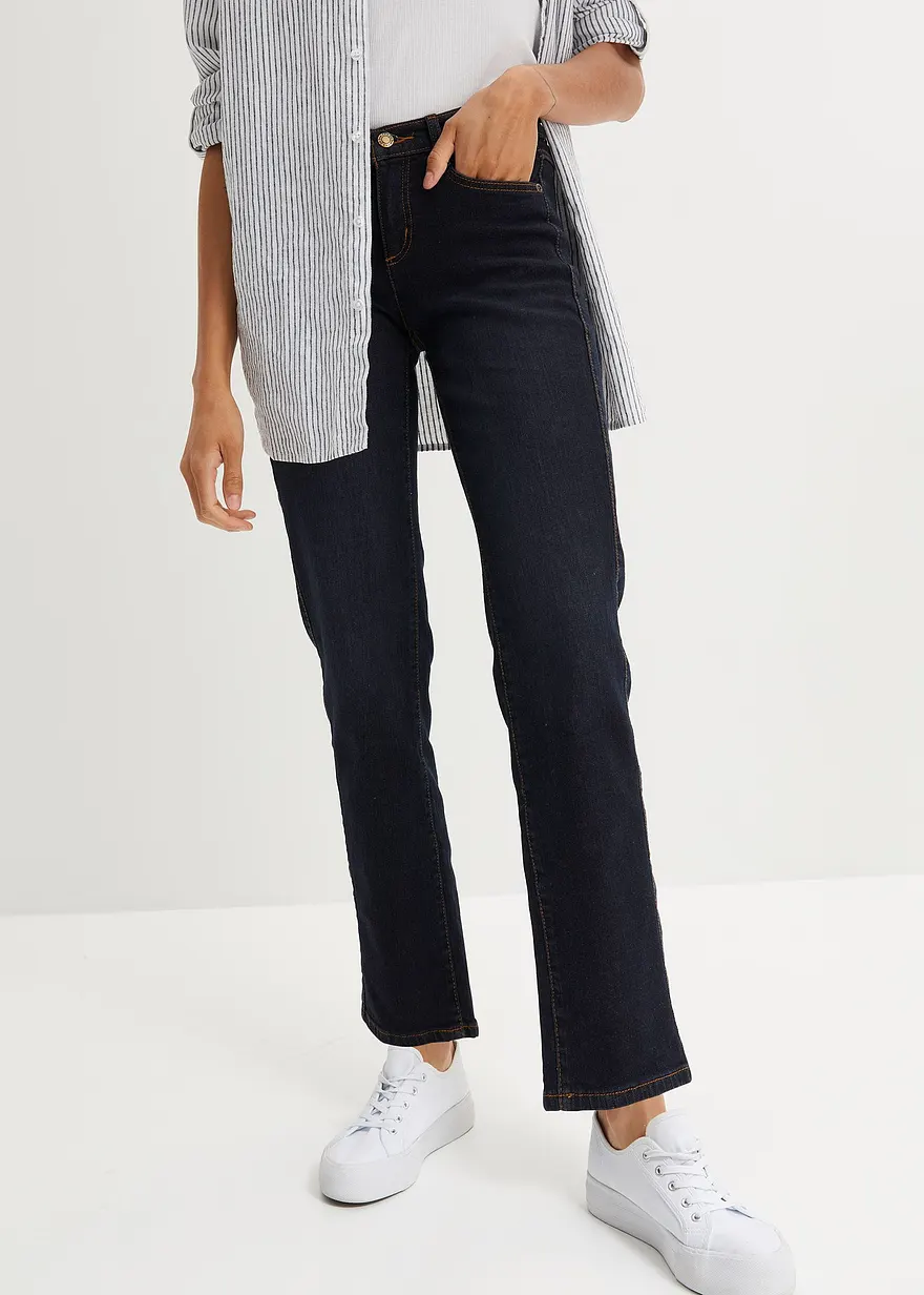 Slim Straight Jeans Mid Waist, Stretch