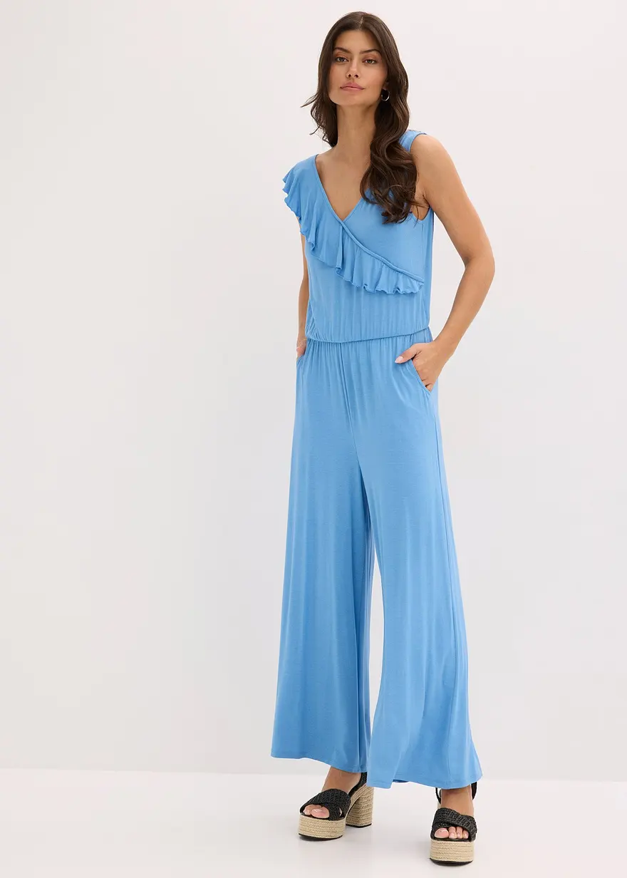 Jersey-Jumpsuit mit Volant