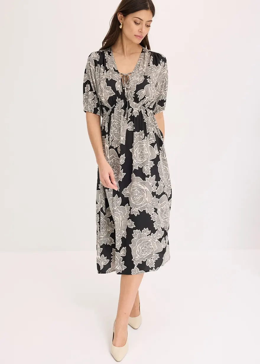 bedrucktes Midikleid aus fließendem Satin