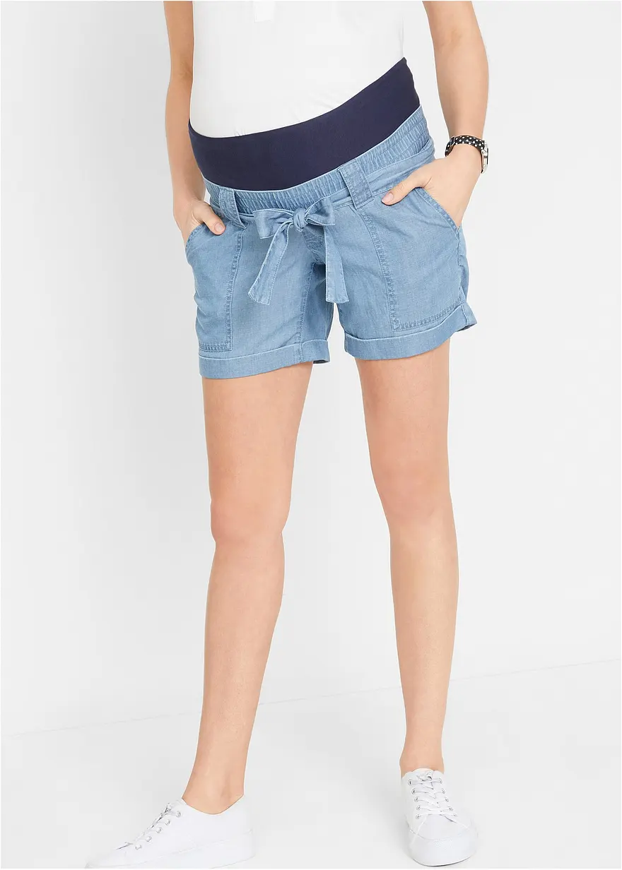 Leichte Umstandshorts mit Lyocell und Leinen