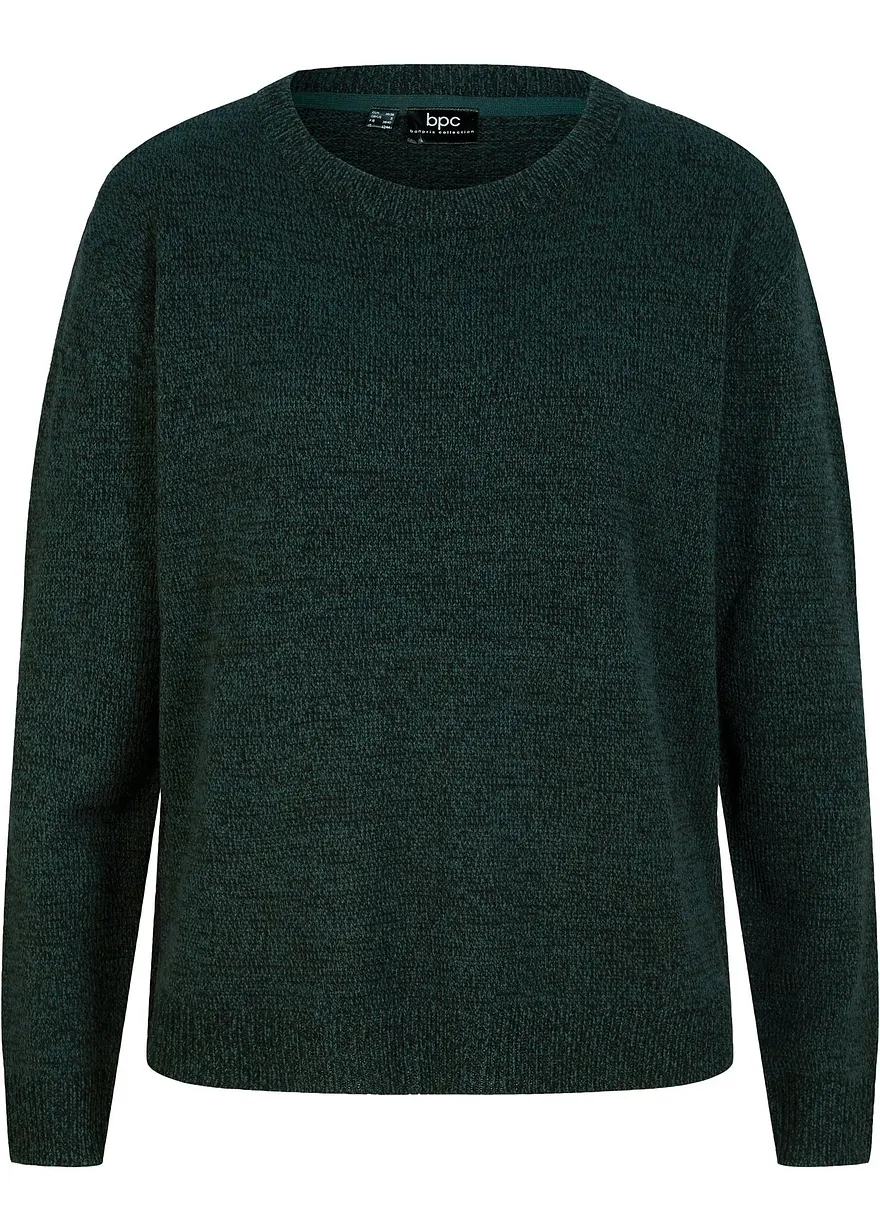 Strick-Pullover mit Rundhals-Ausschnitt in Melange