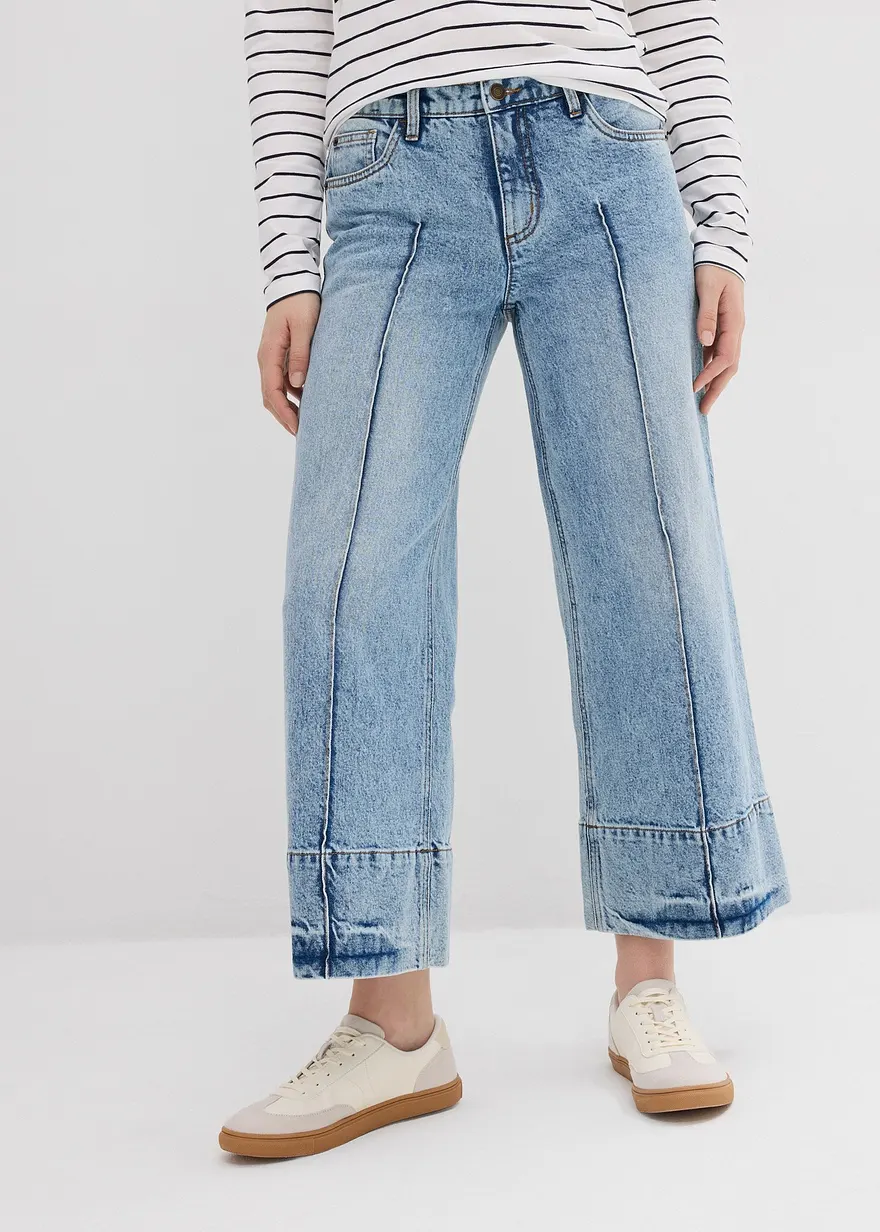 Wide Leg Jeans Mid Waist, cropped