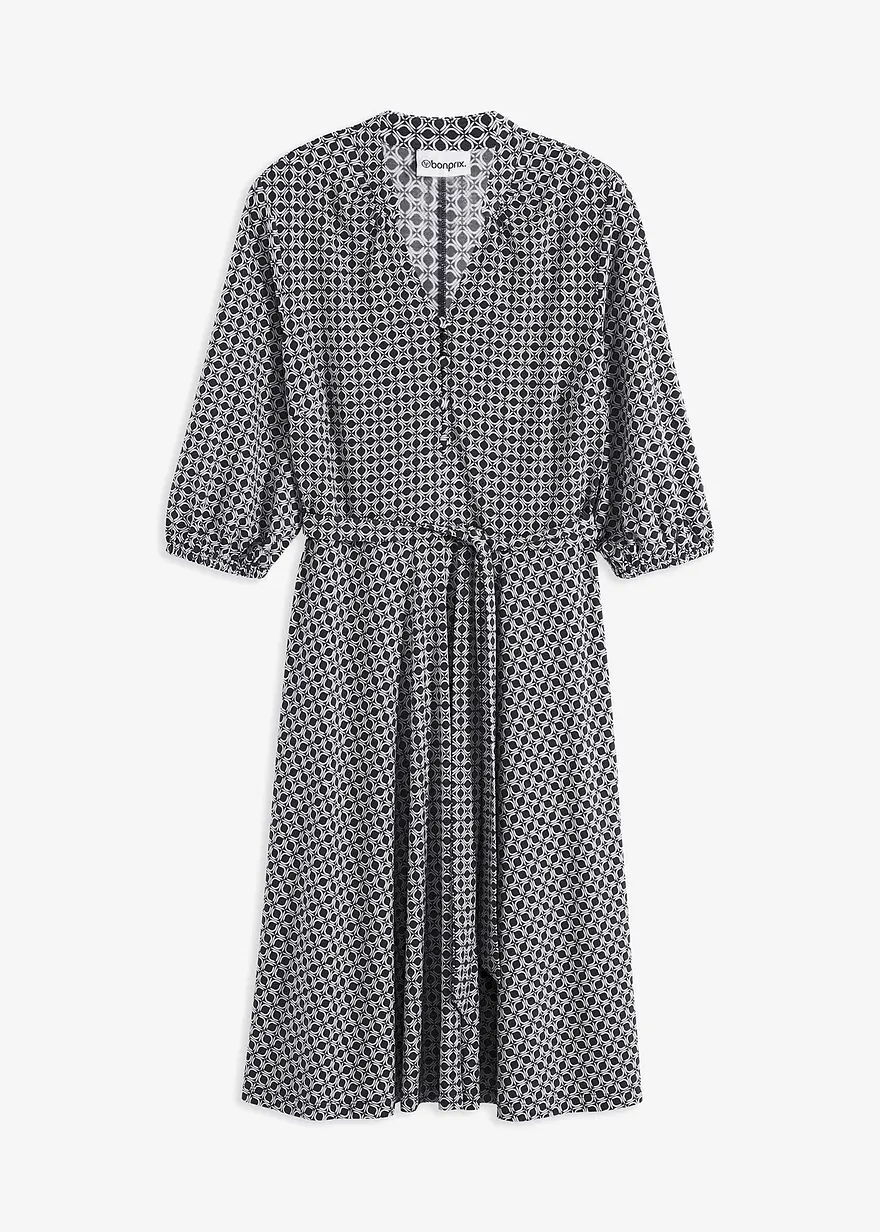 Jersey-Blusenkleid mit Bindeband (2.tlg-Set)