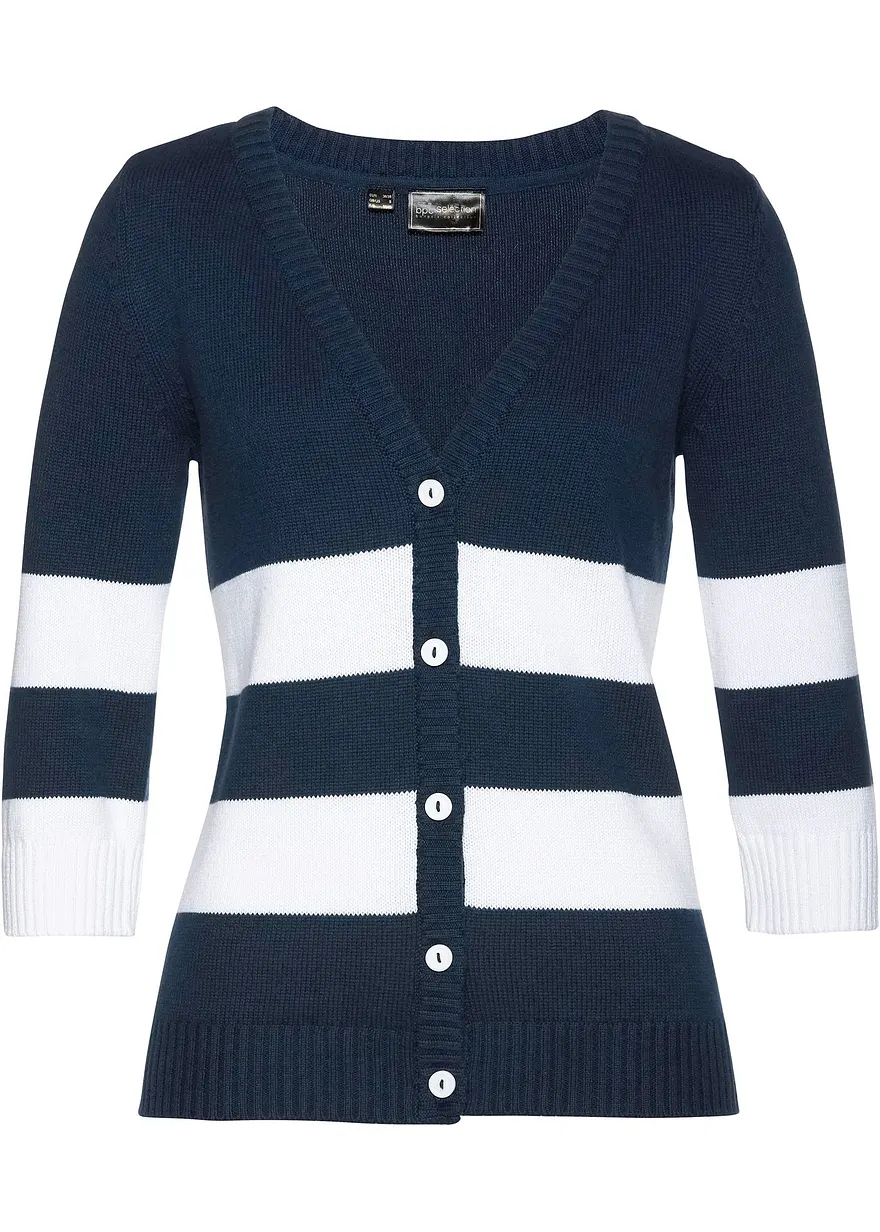 Baumwollstrickjacke mit Streifen