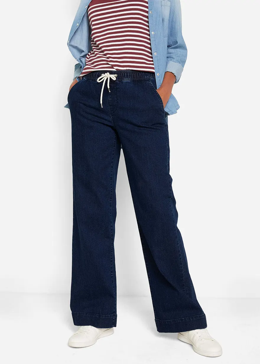 Wide Leg Jeans Mid Waist, Stretch