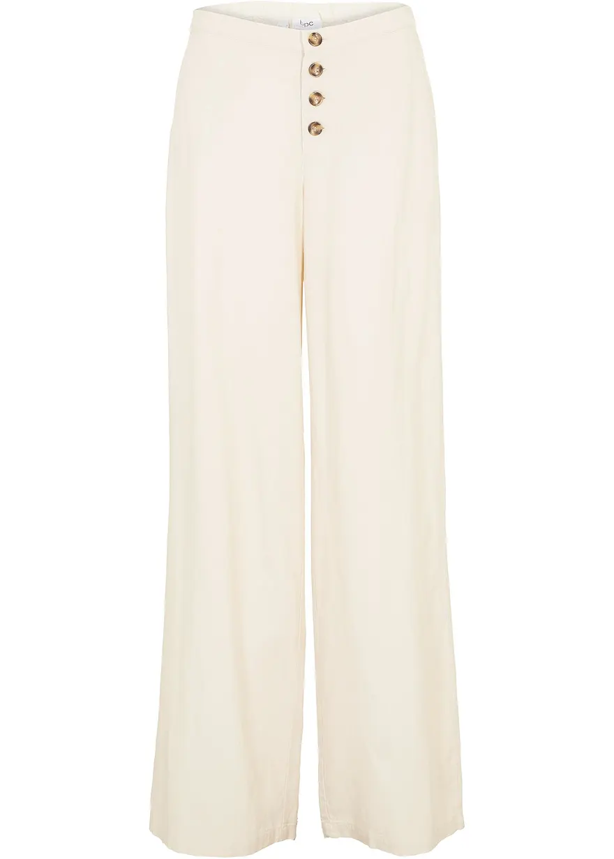 Palazzo-Hose mit Leinen mit extra langem Bein