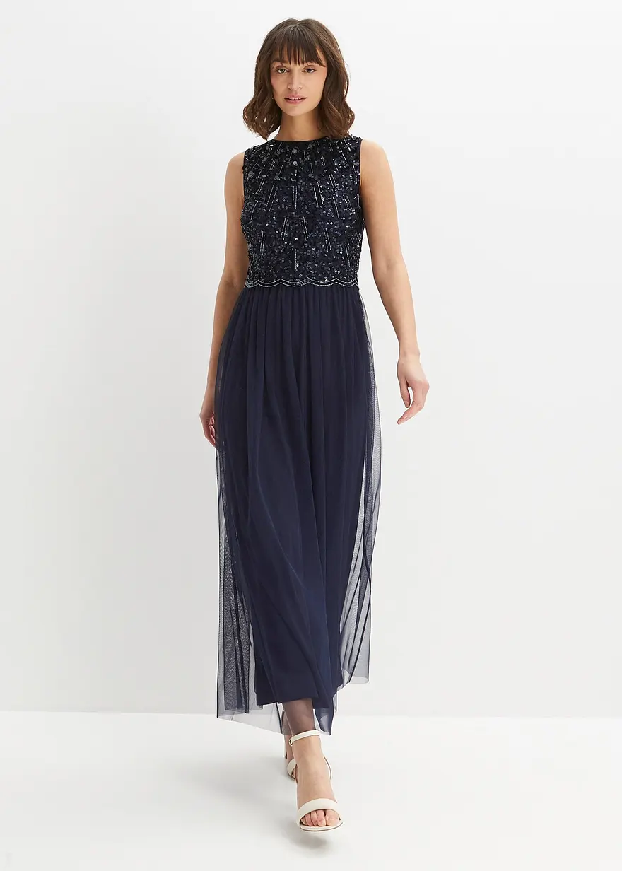 Maxikleid mit Paillettenstickerei
