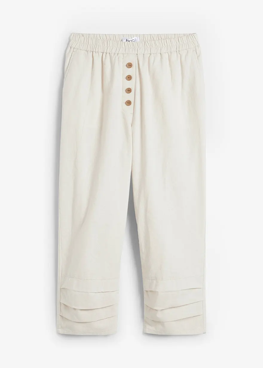 Karottenhose aus Leinen-Baumwollmischung