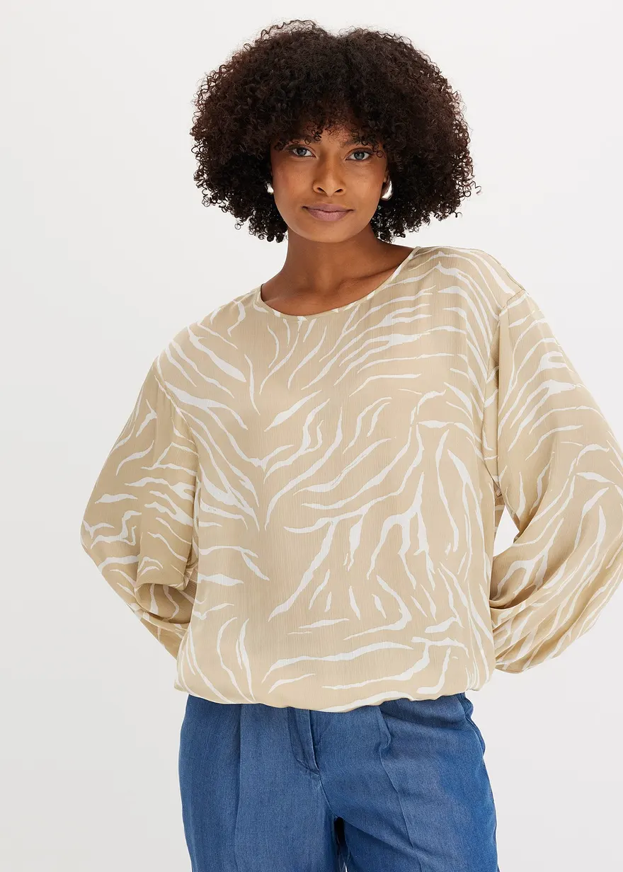 Tunikabluse aus Satin mit Druck