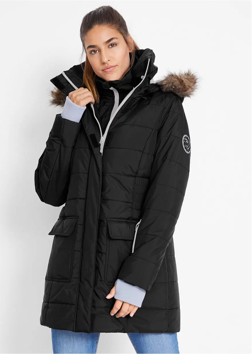 wasserabweisende Funktions-Longjacke in 2-in-1-Optik, gesteppt