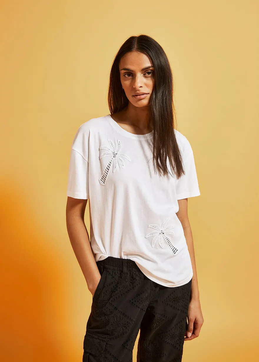 T-Shirt mit Spitzendetail