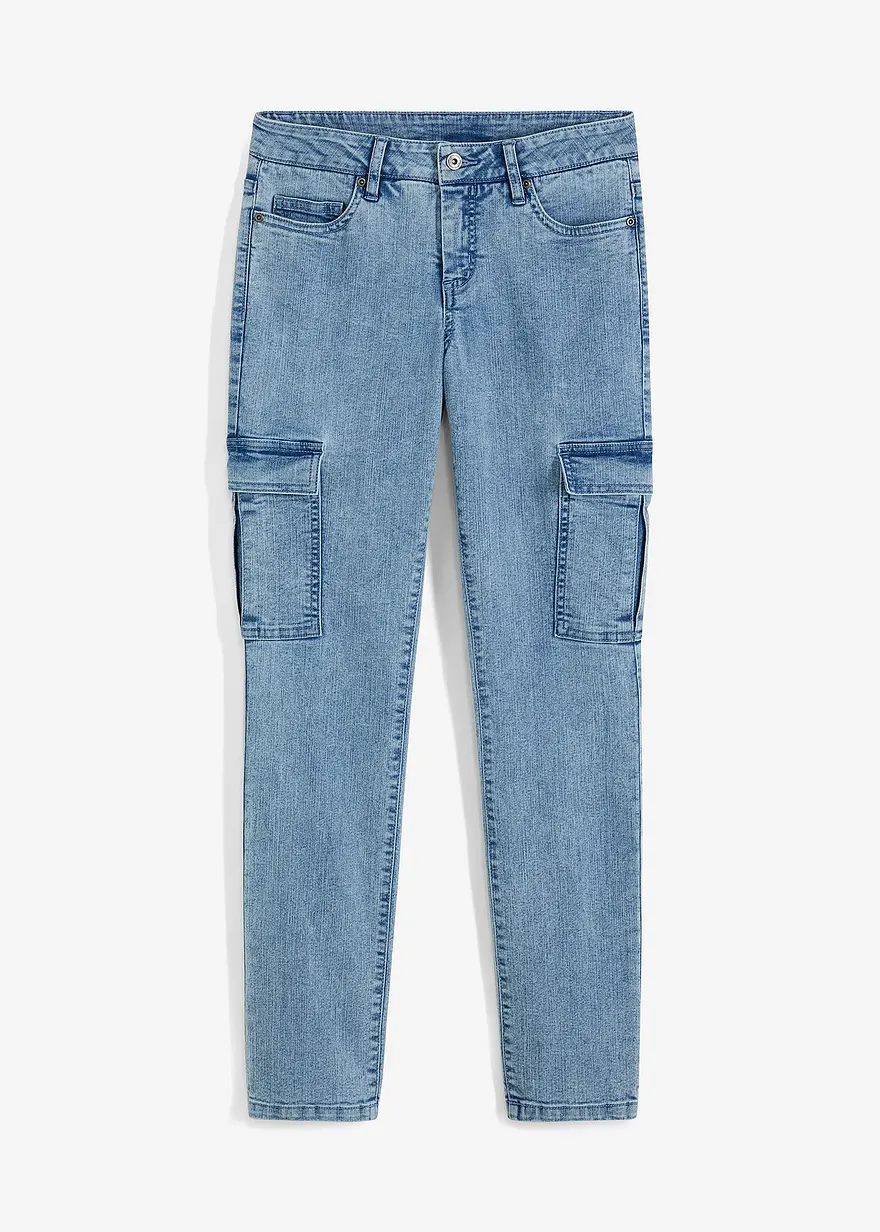 Cargo Jeans Mid Waist, Stretch