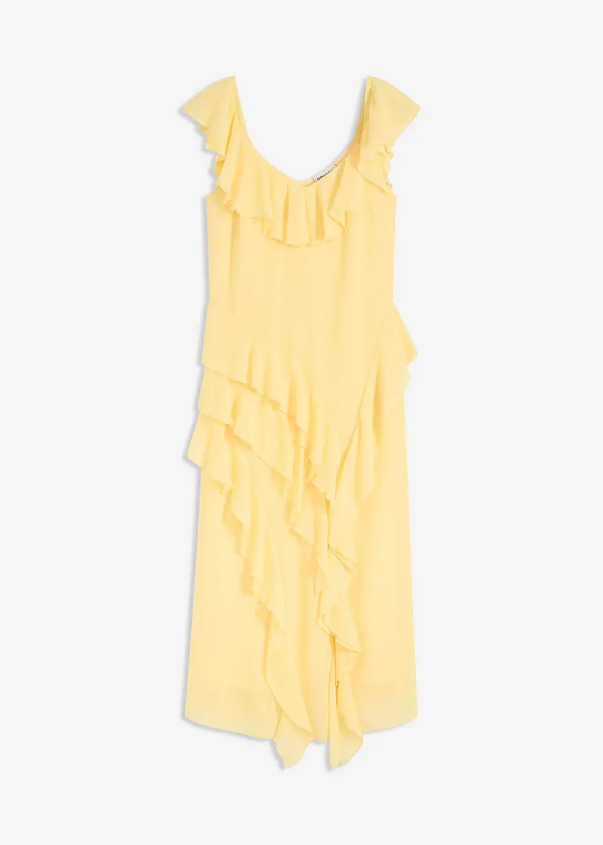 Chiffonkleid mit Trägern und Volants