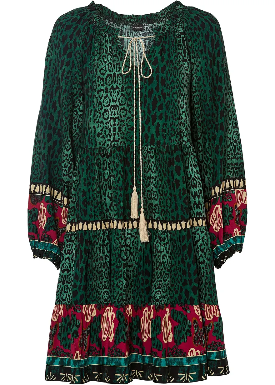 bedrucktes Tunika-Kleid aus fließender Viskose