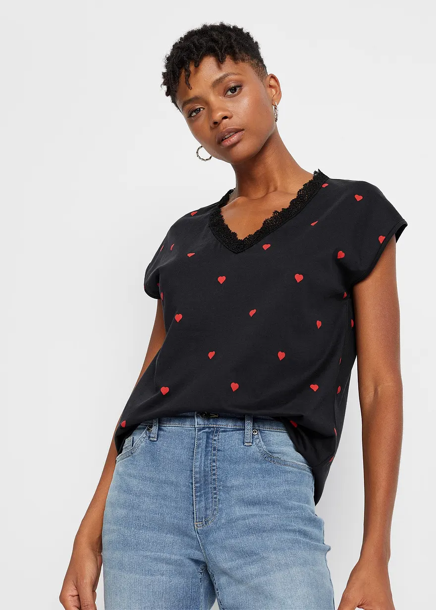 Bedrucktes Shirt aus reiner Baumwolle