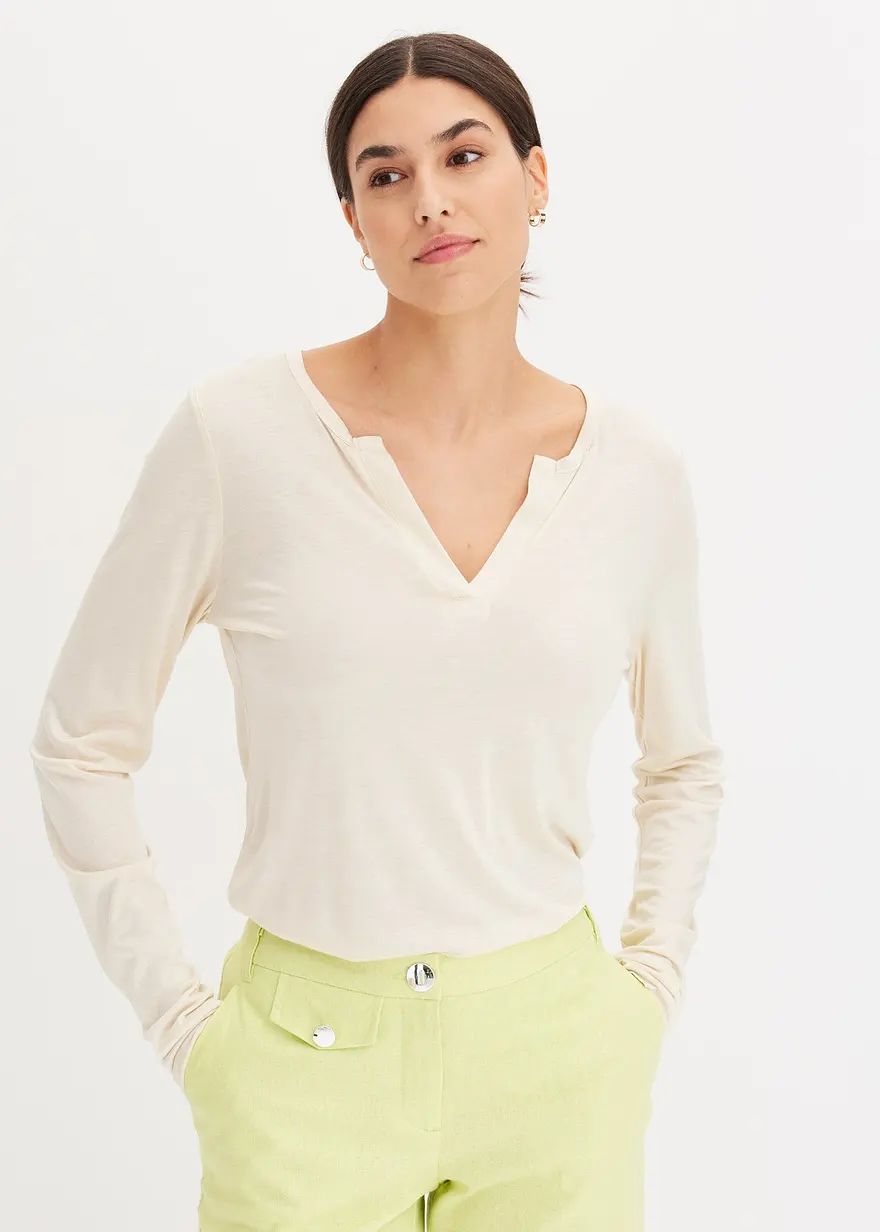 Henleyshirt aus softer Viskose