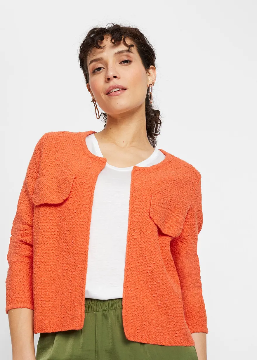 Bouclé Strickjacke