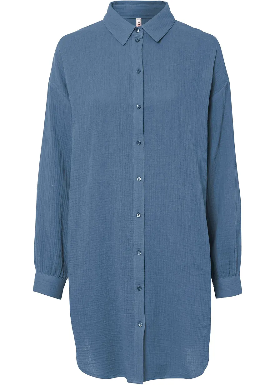 Oversize Musselin-Longbluse